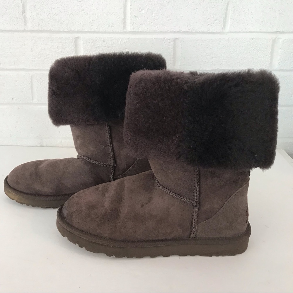 Ugh Brown Womens Brown Sienna Winter Snow Mid Calf Fold Over Boots Size 9